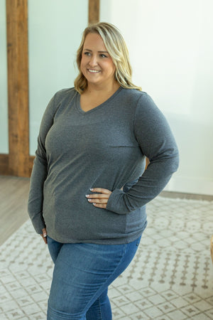 Leah Long Sleeve Top - Charcoal by Michelle Mae