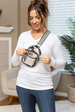 Clear Bag - Black Geometric Strap by Michelle Mae