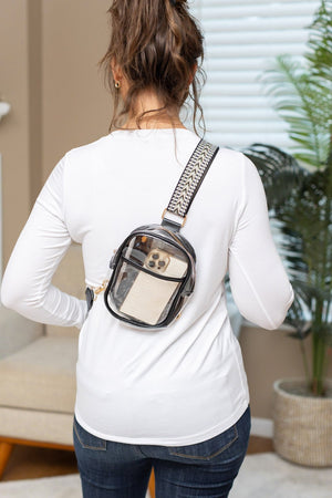 Clear Bag - Black Geometric Strap by Michelle Mae