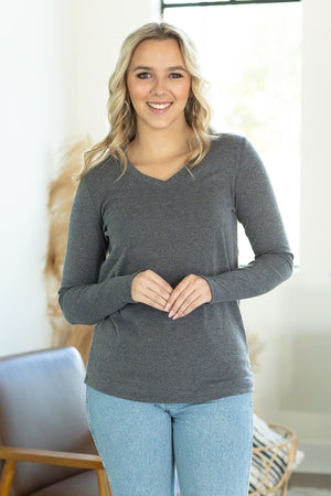 Leah Long Sleeve Top - Charcoal by Michelle Mae