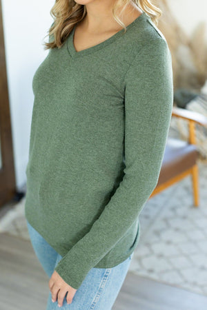 Leah Long Sleeve Top - Heathered Green by Michelle Mae