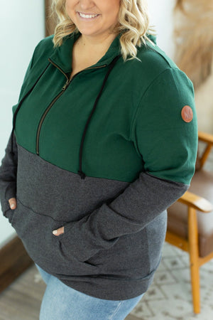 Classic Halfzip Hoodie - Evergreen and Charcoal by Michelle Mae