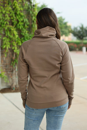 Classic Zoey ZipCowl Sweatshirt - Mocha by Michelle Mae