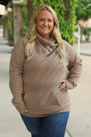 Classic Zoey ZipCowl Sweatshirt - Mocha by Michelle Mae