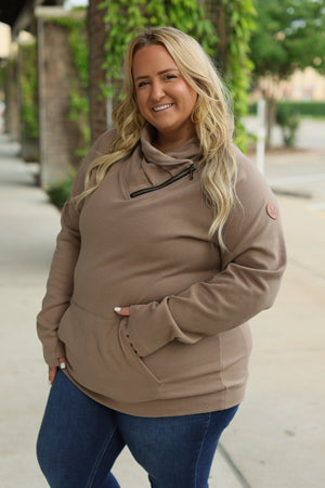 Classic Zoey ZipCowl Sweatshirt - Mocha by Michelle Mae