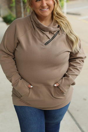 Classic Zoey ZipCowl Sweatshirt - Mocha by Michelle Mae