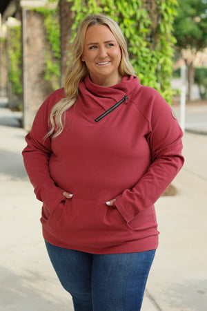 Classic Zoey ZipCowl Sweatshirt - Brick by Michelle Mae