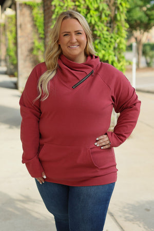 Classic Zoey ZipCowl Sweatshirt - Brick by Michelle Mae