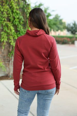 Classic Zoey ZipCowl Sweatshirt - Brick by Michelle Mae