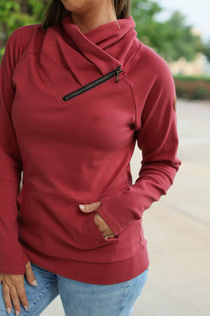 Classic Zoey ZipCowl Sweatshirt - Brick by Michelle Mae