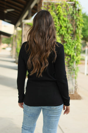 Brielle Henley Ribbed Long Sleeve - Black by Michelle Mae