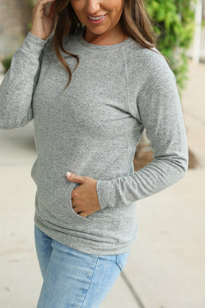 Hannah Pocket Pullover - Grey by Michelle Mae