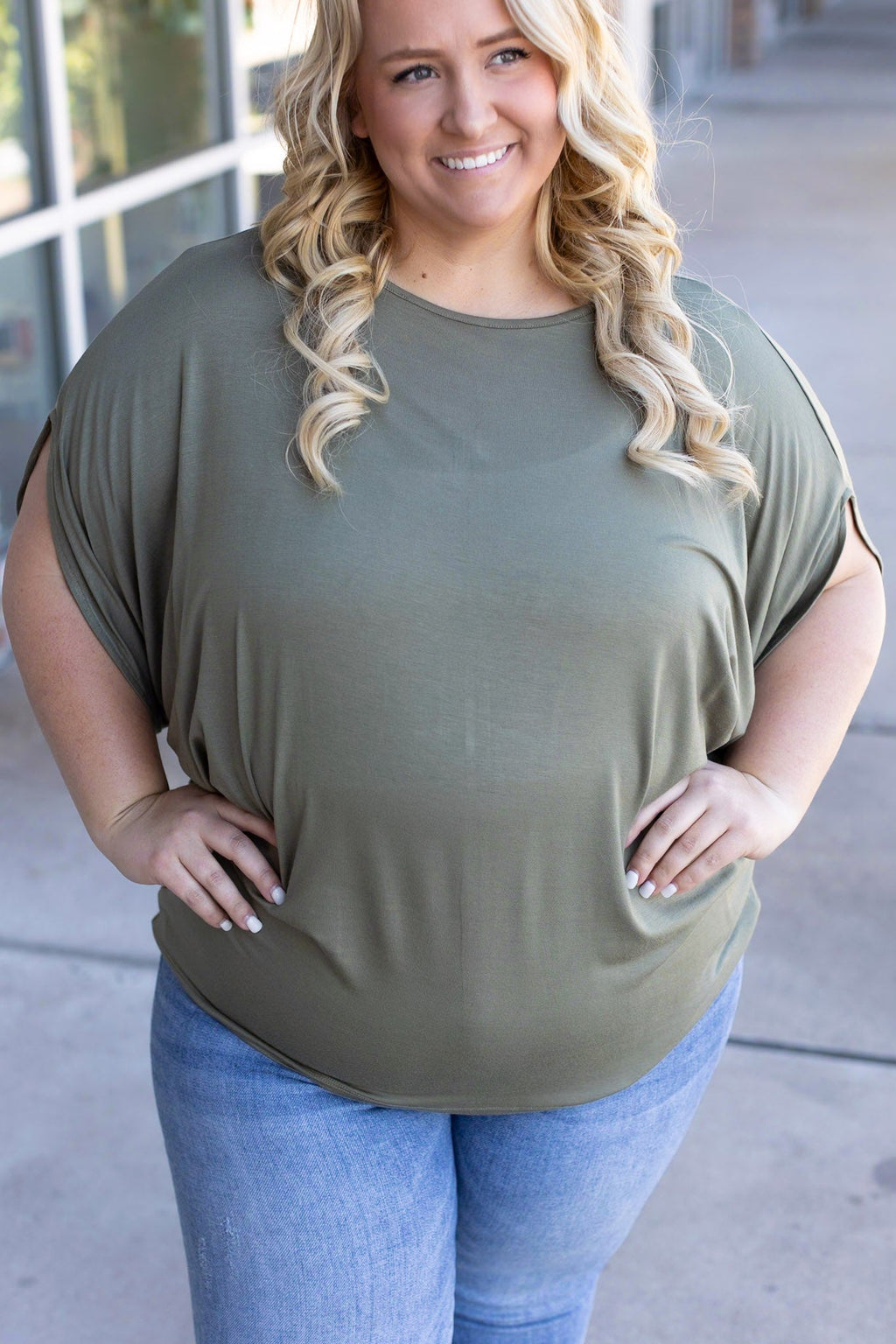 Darcy Dolman Top - Olive-Colored Top | Women's Tops