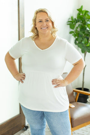 Sarah Babydoll V Neck Ruffle Top - Ivory by Michelle Mae