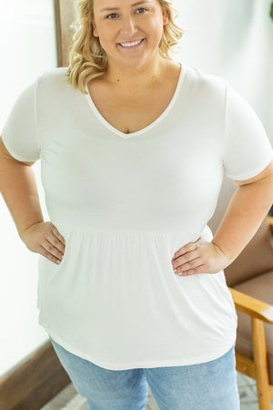 Sarah Babydoll V Neck Ruffle Top - Ivory by Michelle Mae