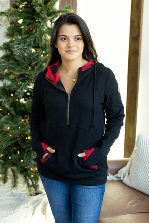 Avery Accent HalfZip Hoodie - Buffalo Plaid by Michelle Mae