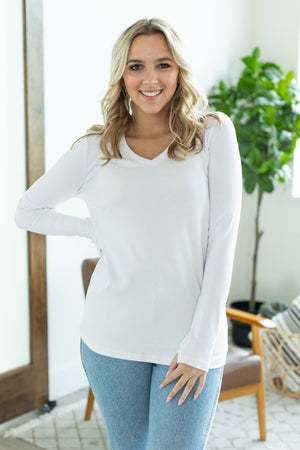 Leah Long Sleeve Top - White by Michelle Mae