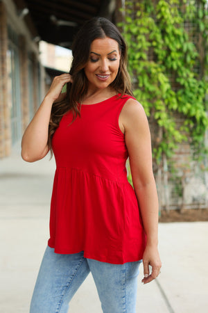 Renee Ruffle Tank - Red by Michelle Mae