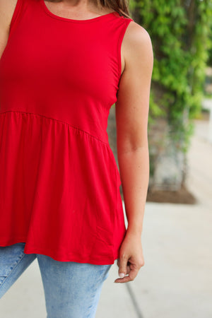 Renee Ruffle Tank - Red by Michelle Mae