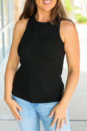 Tara Ribbed Tank - Black by Michelle Mae