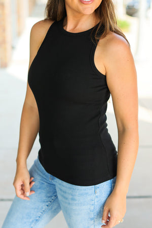 Tara Ribbed Tank - Black by Michelle Mae