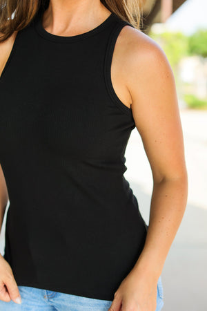 Tara Ribbed Tank - Black by Michelle Mae