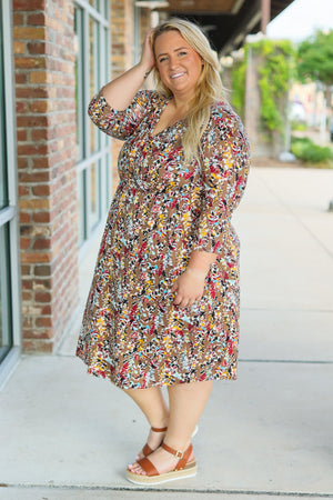 Taylor Buttery Soft Surplice Dress - Mocha Floral by Michelle Mae