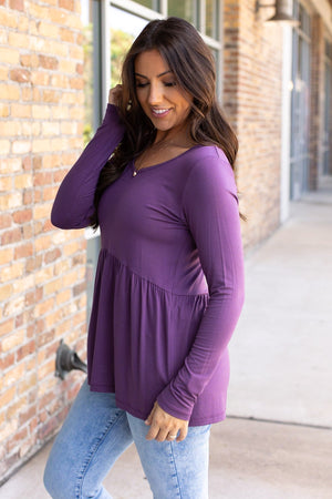 Long Sleeve Sarah Ruffle - Purple by Michelle Mae