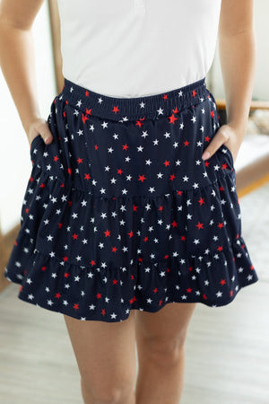 Shelby Skort - Navy with Stars by Michelle Mae