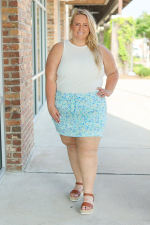 Sienna Skort - Aqua Micro Floral by Michelle Mae