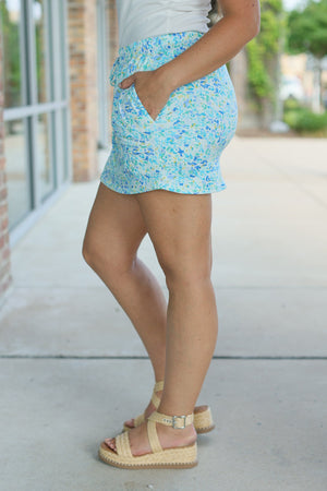 Sienna Skort - Aqua Micro Floral by Michelle Mae