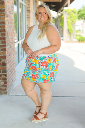 Sienna Skort - Tropical Floral Mix by Michelle Mae