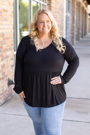 Long Sleeve Sarah Ruffle - Black by Michelle Mae