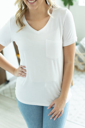 Sophie Pocket Tee - White by Michelle Mae