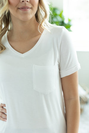 Sophie Pocket Tee - White by Michelle Mae