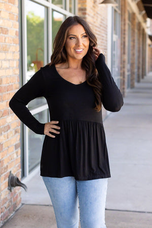 Long Sleeve Sarah Ruffle - Black by Michelle Mae