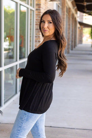 Long Sleeve Sarah Ruffle - Black by Michelle Mae