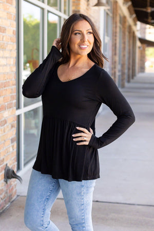 Long Sleeve Sarah Ruffle - Black by Michelle Mae