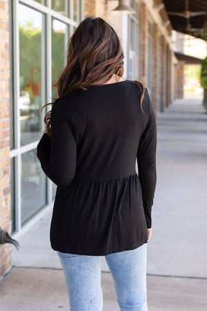 Long Sleeve Sarah Ruffle - Black by Michelle Mae