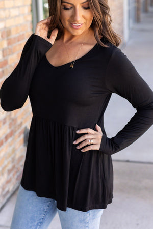 Long Sleeve Sarah Ruffle - Black by Michelle Mae