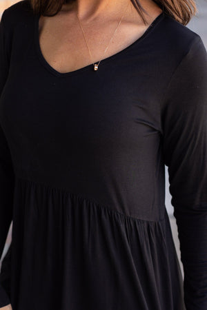 Long Sleeve Sarah Ruffle - Black by Michelle Mae