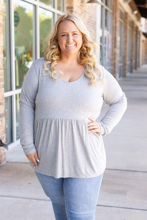 Long Sleeve Sarah Ruffle - Light Grey by Michelle Mae