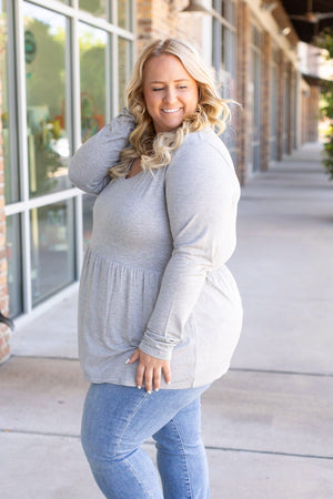 Long Sleeve Sarah Ruffle - Light Grey by Michelle Mae