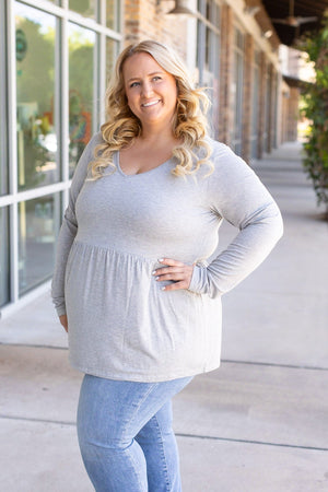 Long Sleeve Sarah Ruffle - Light Grey by Michelle Mae