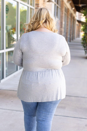 Long Sleeve Sarah Ruffle - Light Grey by Michelle Mae