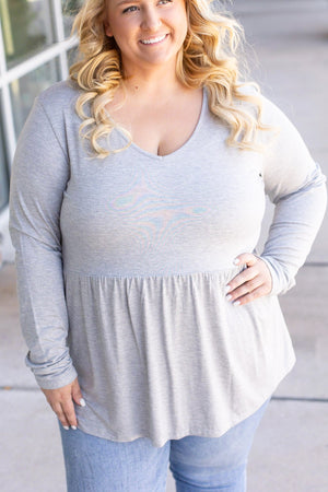 Long Sleeve Sarah Ruffle - Light Grey by Michelle Mae