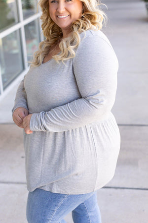 Long Sleeve Sarah Ruffle - Light Grey by Michelle Mae