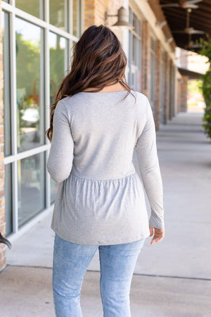 Long Sleeve Sarah Ruffle - Light Grey by Michelle Mae