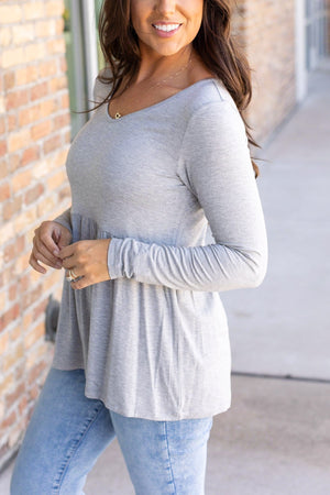 Long Sleeve Sarah Ruffle - Light Grey by Michelle Mae