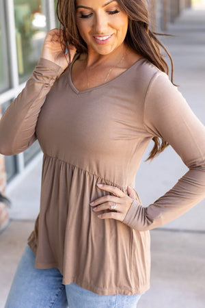 Long Sleeve Sarah Ruffle - Mocha by Michelle Mae